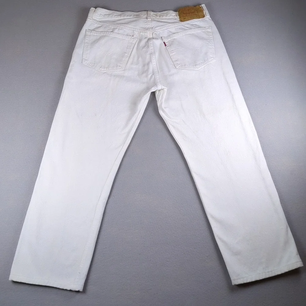 VTG Y2K Levis 501 Jeans Mens 38x30 (34x27) White Button Fly Original Straight
